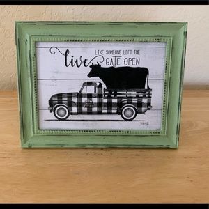 Farmhouse Truck and cow picture 5x7 w/frame
